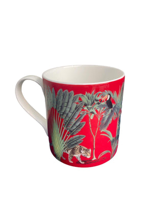 Darwin's Menagerie Mug Set (Four  Mugs - Red and Green) Mug Set Mustard and Gray Ltd Shropshire UK