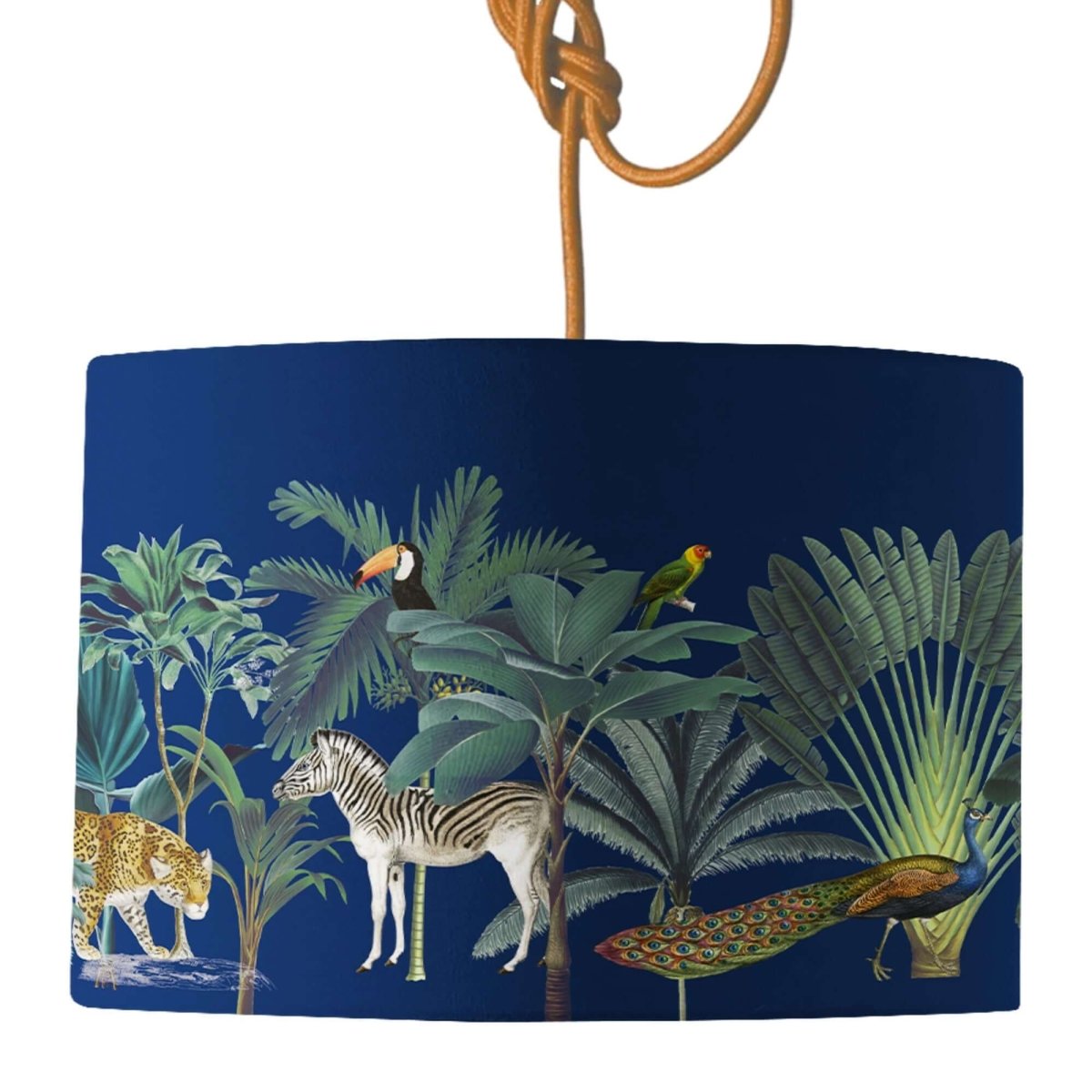 Darwin's Menagerie Navy Lamp Shade - Mustard and Gray Ltd