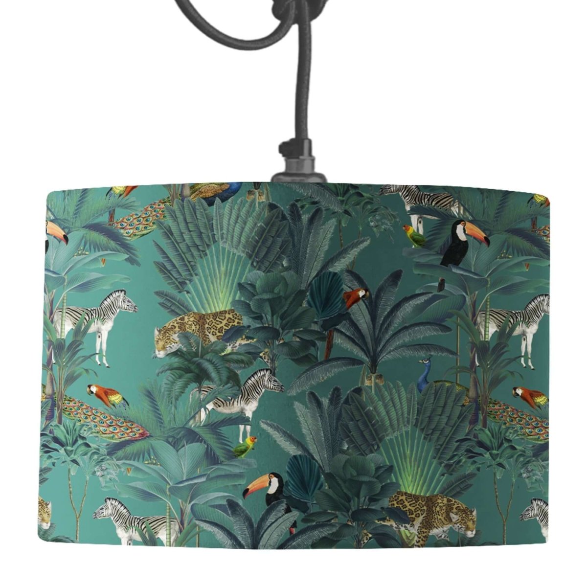 Darwin's Menagerie Pattern Green Lamp Shade - Mustard and Gray Ltd