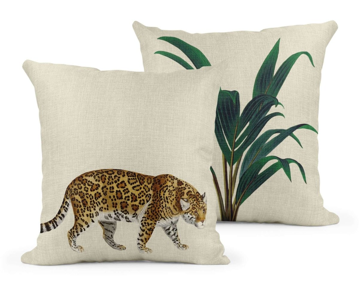 Darwin's Menagerie Prowling Leopard Cushion - Mustard and Gray Ltd