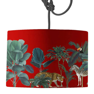 Darwin's Menagerie Red Lamp Shade - Mustard and Gray Ltd