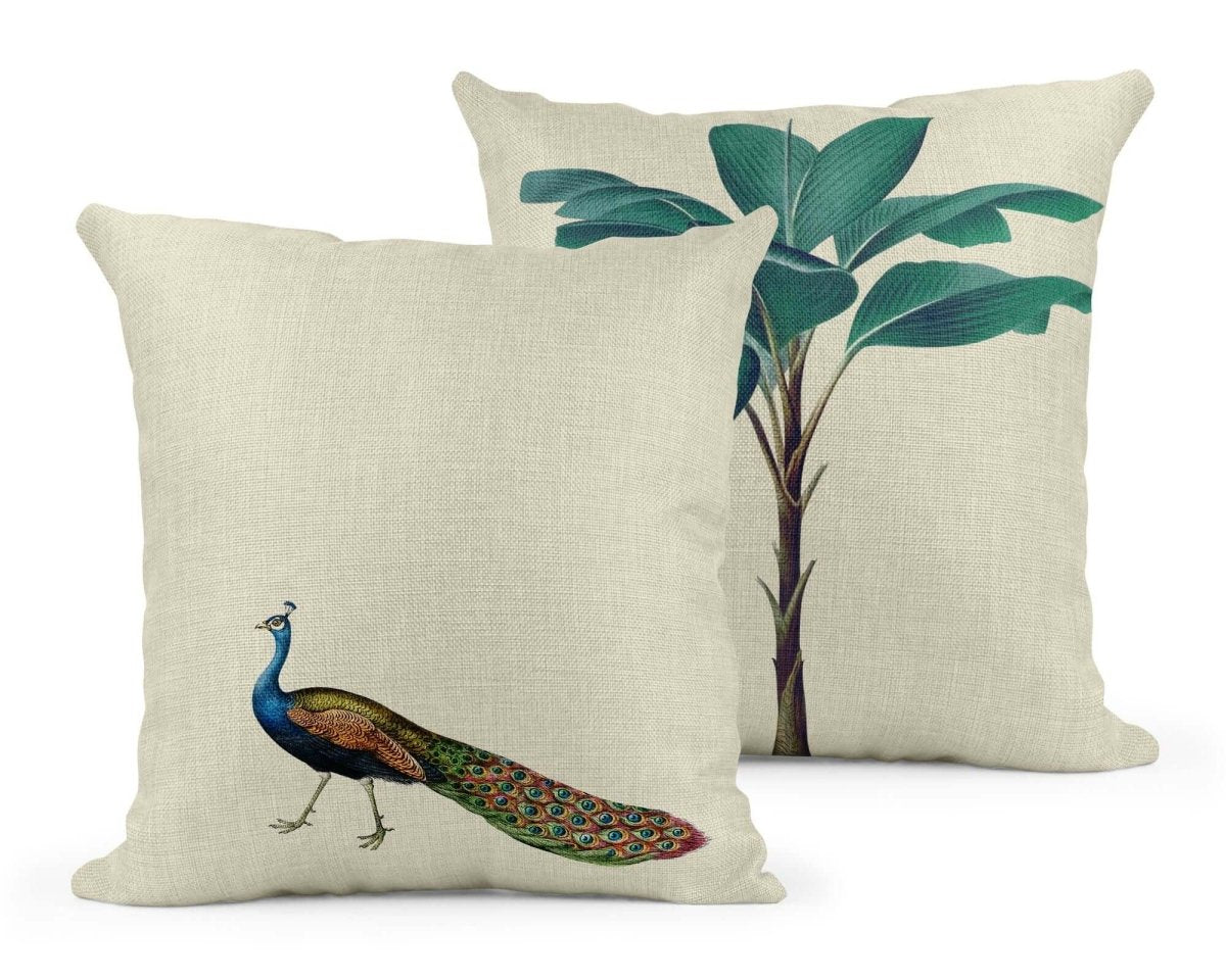 Darwin's Menagerie Strutting Peacock Cushion - Mustard and Gray Ltd