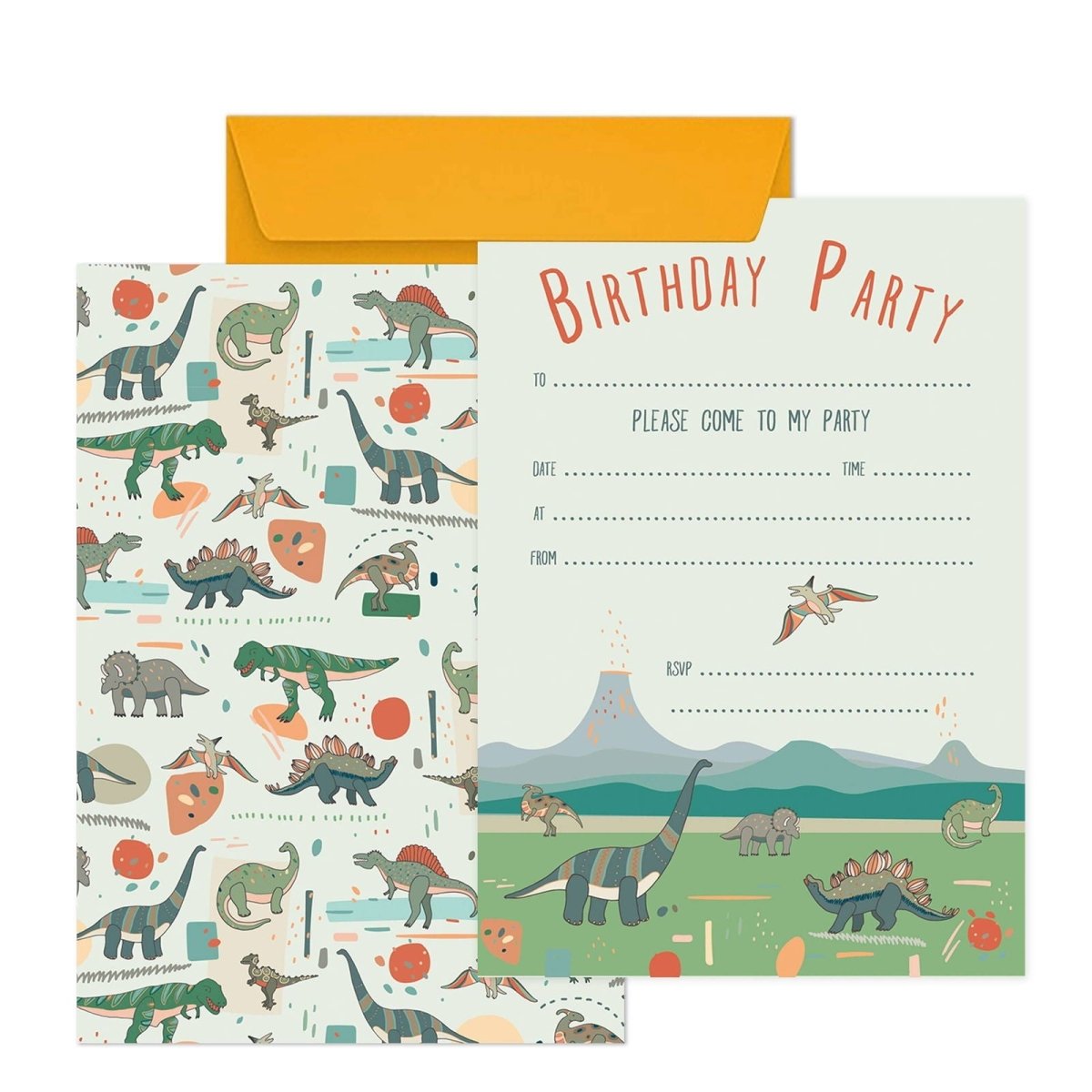 Dinosaur Birthday Party Invitations - Mustard and Gray Ltd