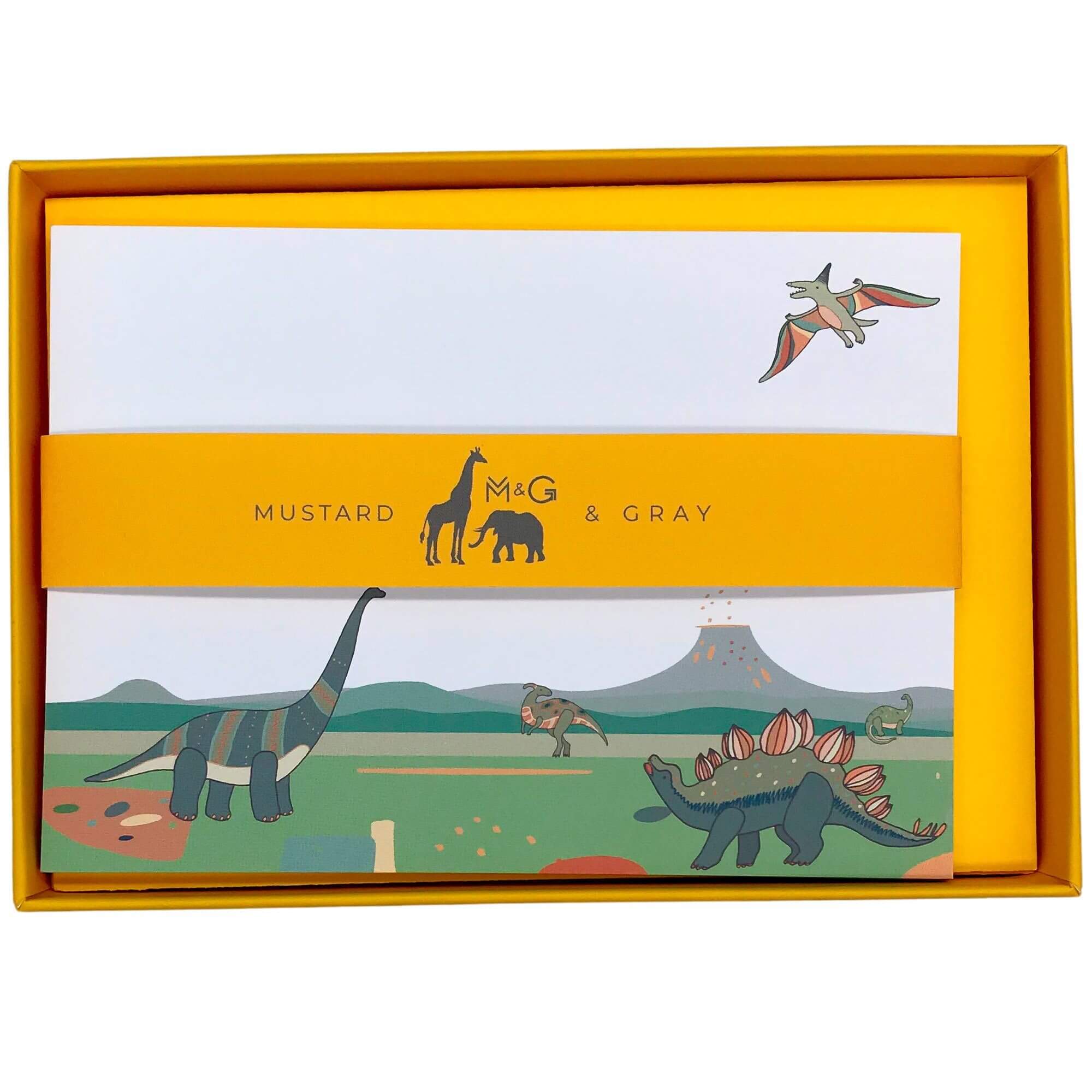 Dinosaur Notecard Set Children's Notecards Mustard and Gray Ltd Shropshire UK