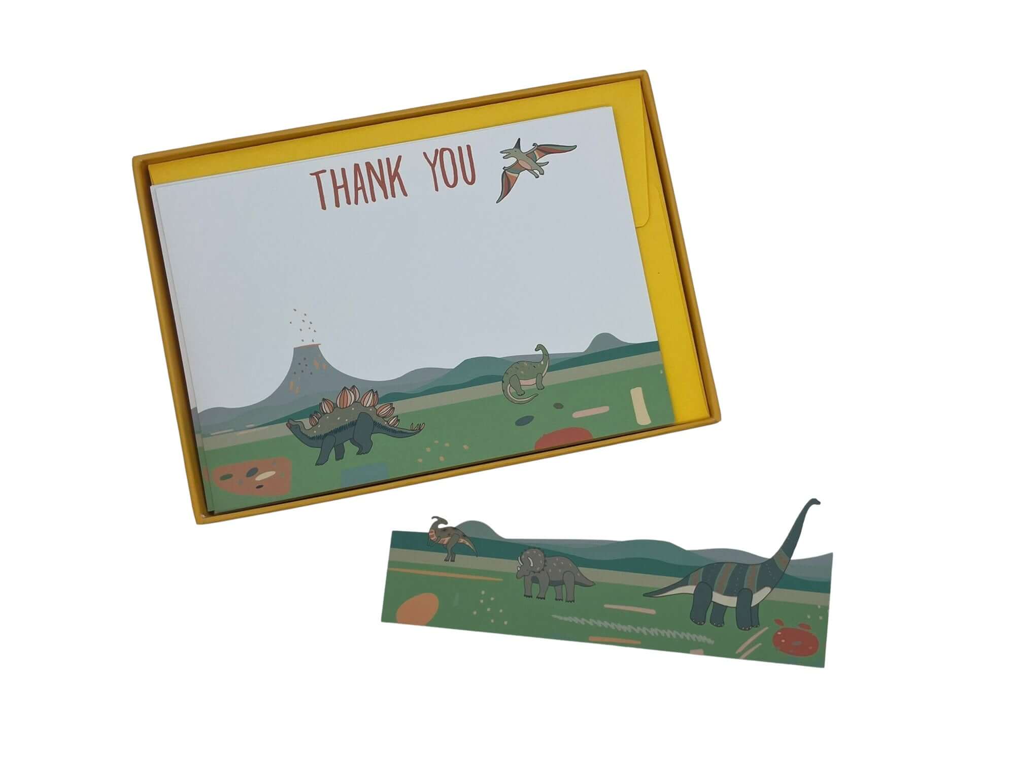 Dinosaur Thank You Notecard Set Children's Notecards Mustard and Gray Ltd Shropshire UK