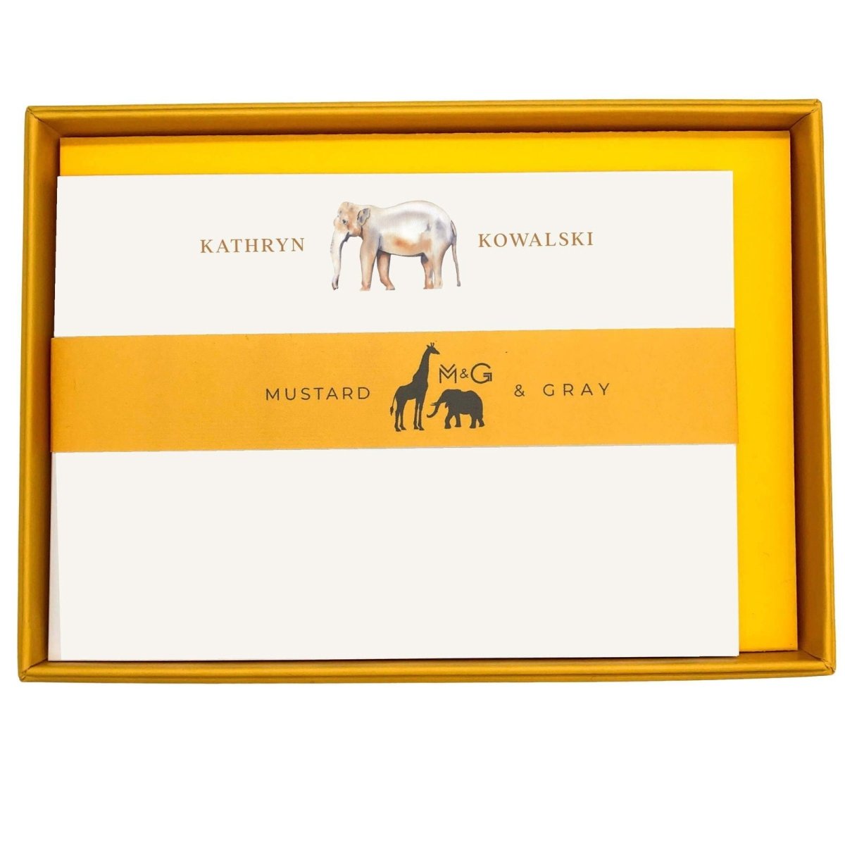 Elephant Personalised Notecards - Mustard and Gray Ltd
