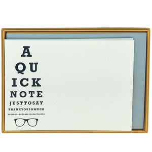 Eye Test Thank You Notecard Set Notecards with Plain Envelopes Mustard and Gray Ltd Shropshire UK