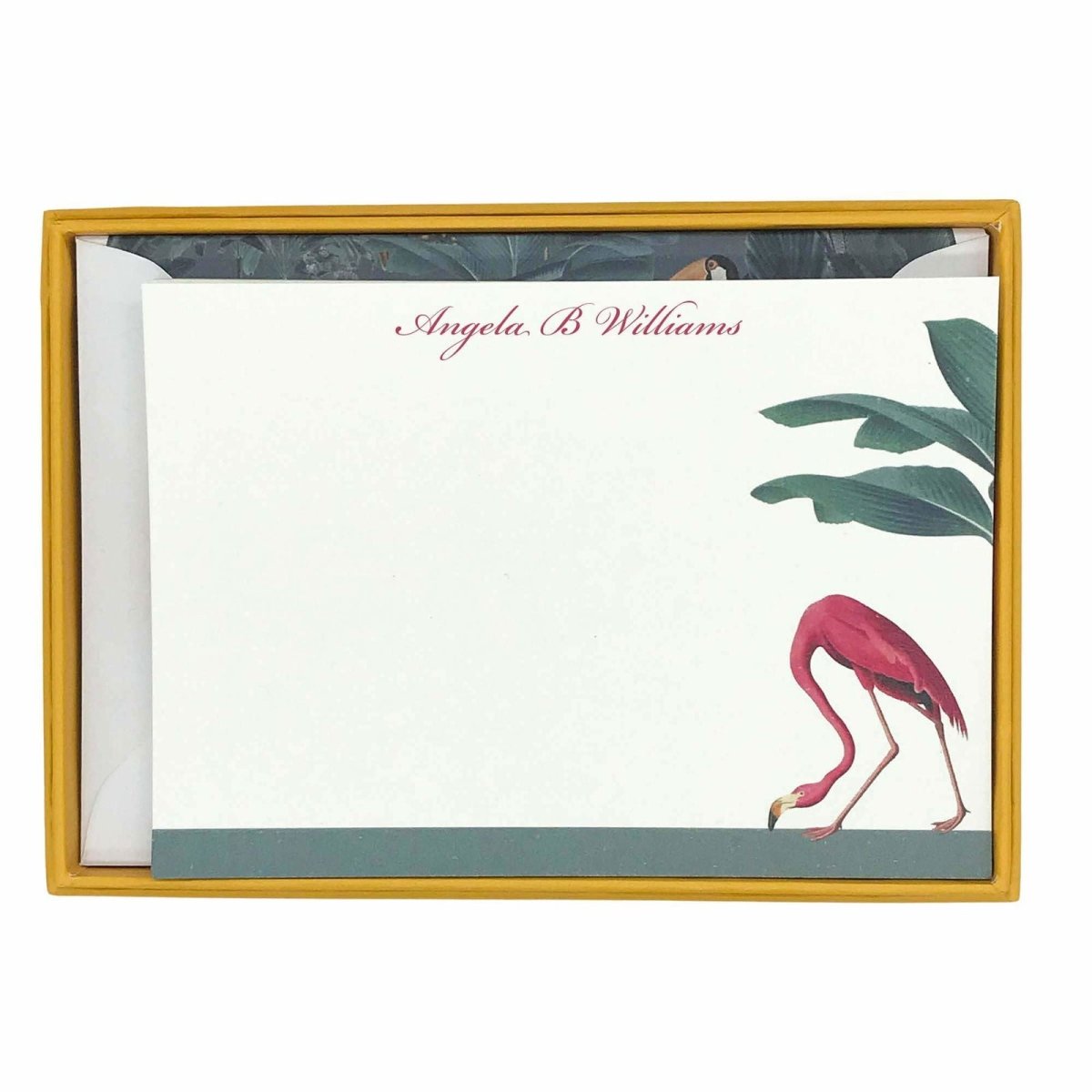 Foraging Flamingo Personalised Notecards - Mustard and Gray Ltd