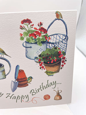 Gardeners Friends Birthday Card Greetings Card Mustard and Gray Ltd Shropshire UK