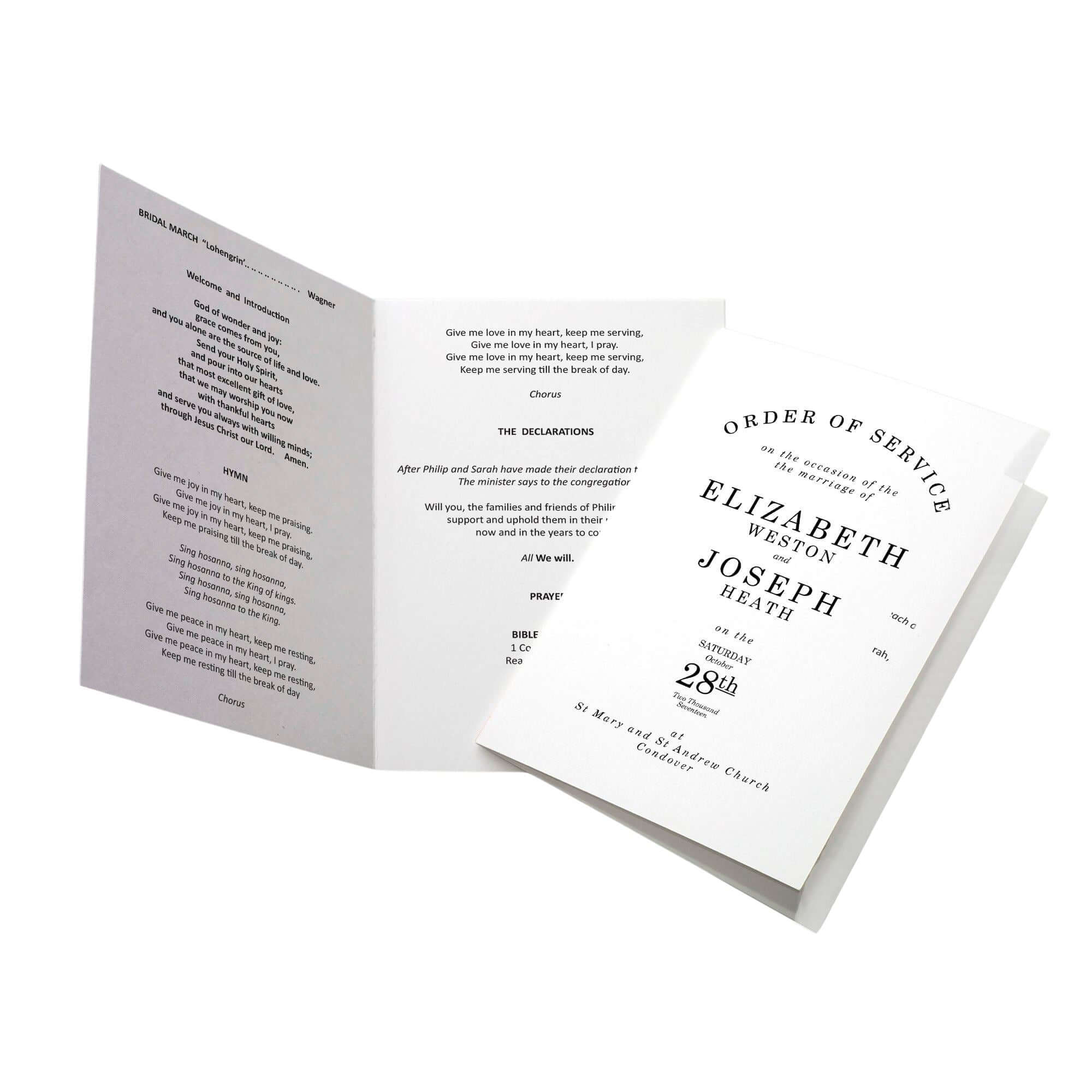 Great Gatsby Order of Service Wedding Stationery Mustard and Gray Ltd Shropshire UK