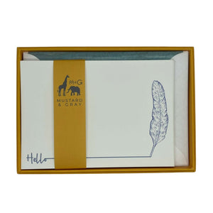 Hello Feather Notecard Set with Lined Envelopes