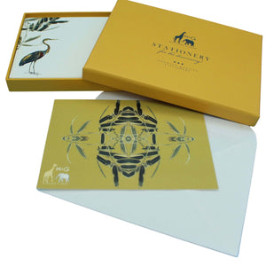 Heron Notecard Set Notecards with Plain Envelopes Mustard and Gray Ltd Shropshire UK