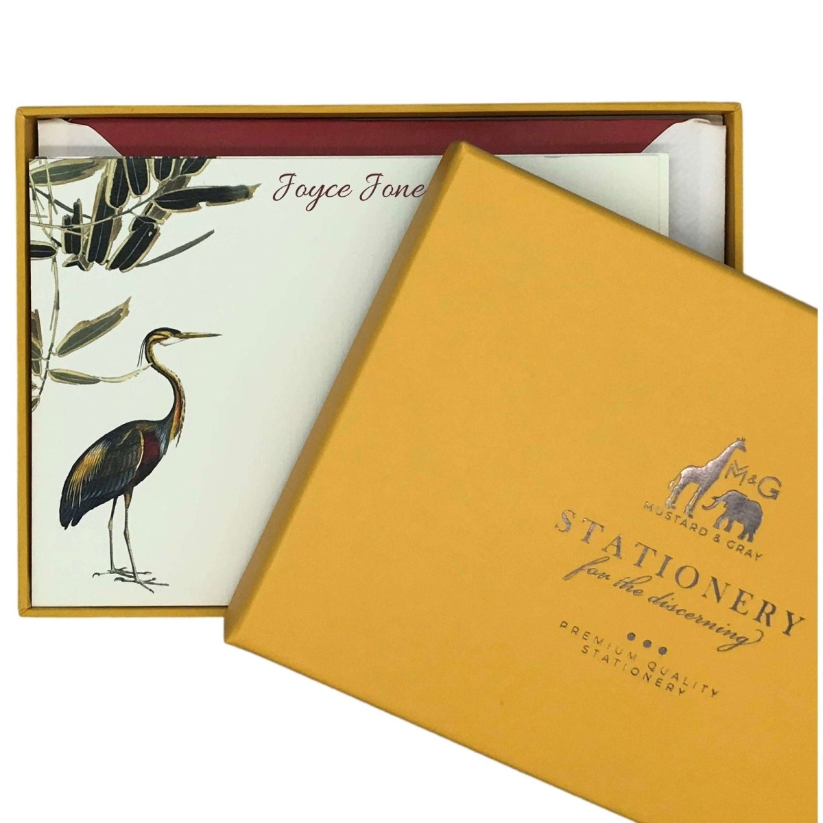 Heron Personalised Notecards - Mustard and Gray Ltd