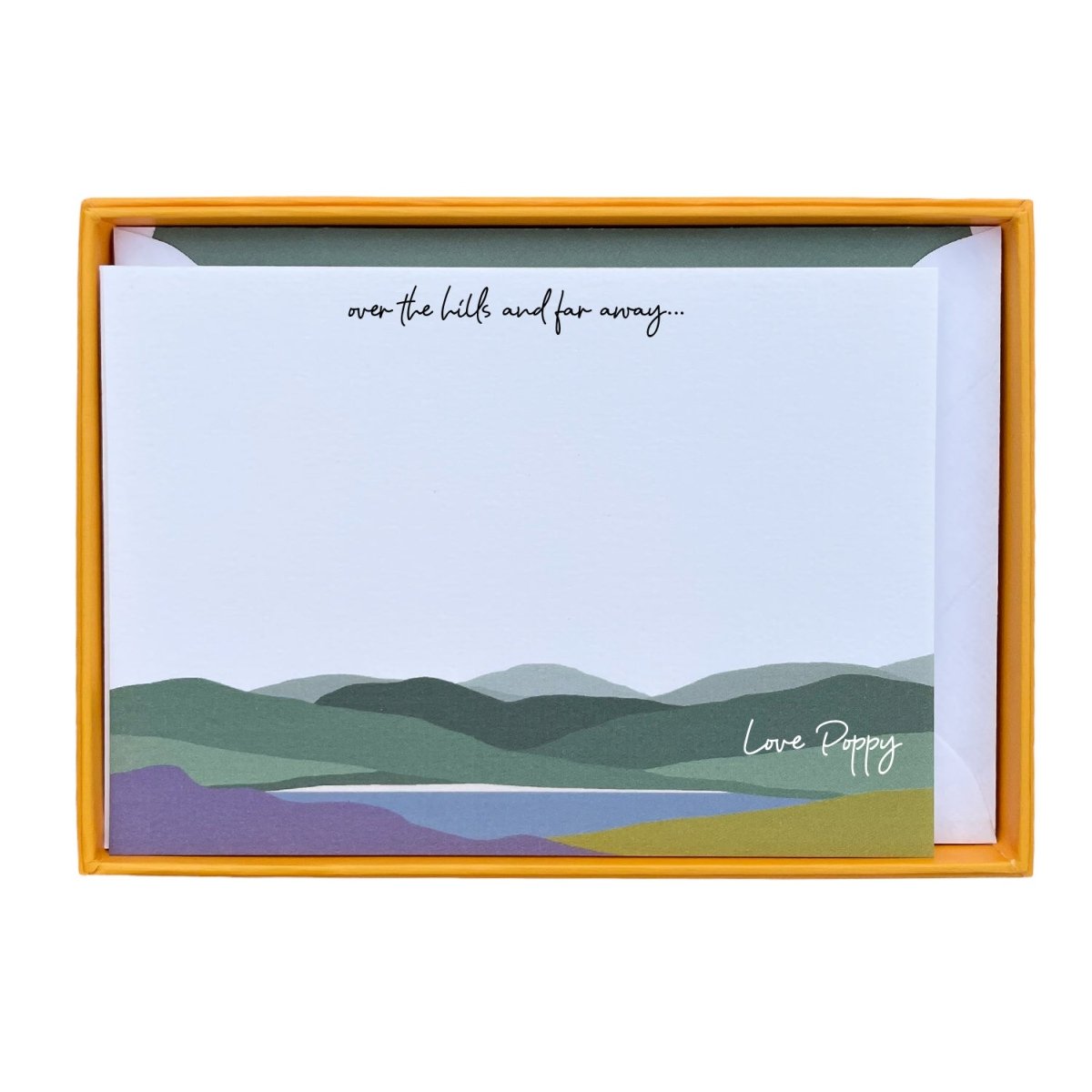 Hills Heather and Gorse Personalised Notecards - Mustard and Gray Ltd