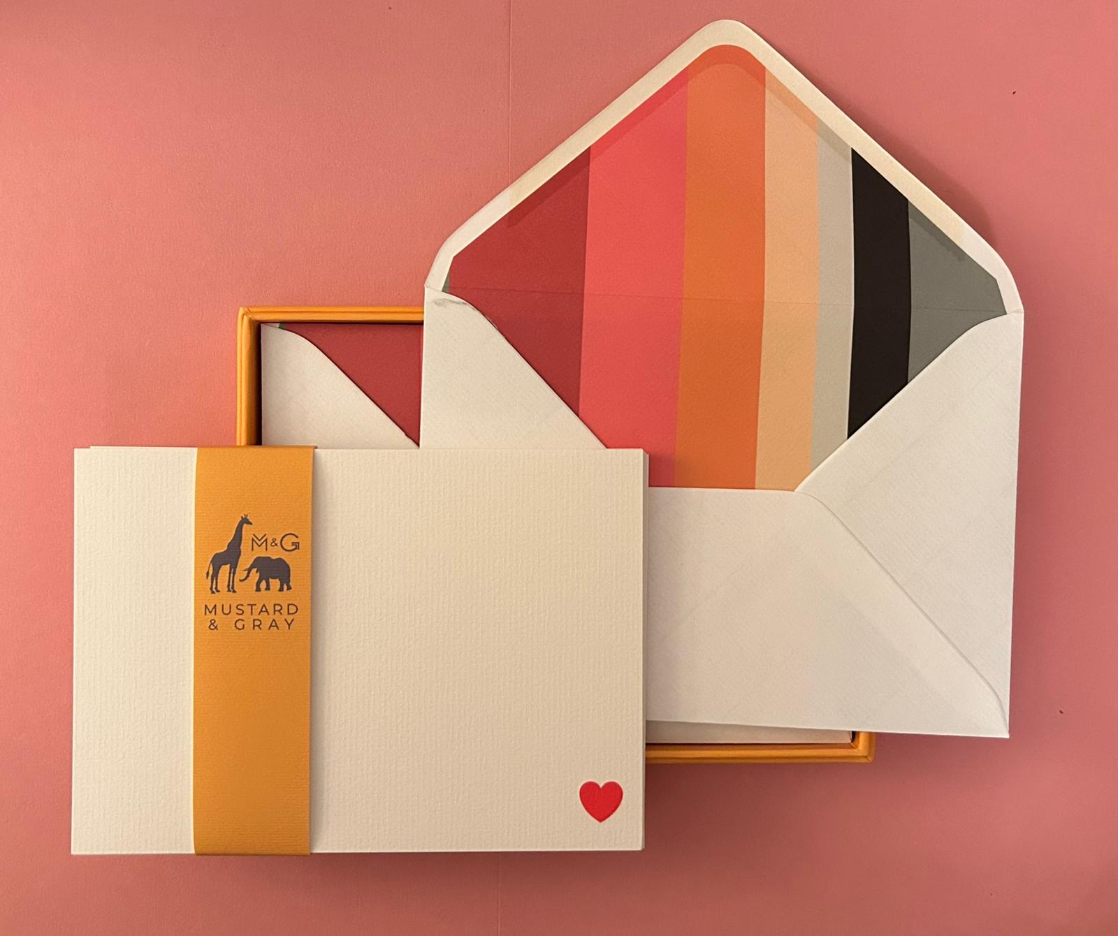 Heart Notecard Set with Lined Envelopes