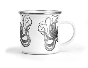 Kraken Can Can Enamel Metal Tin Cup Enamel Mug Mustard and Gray Ltd Shropshire UK