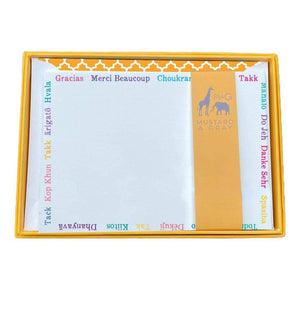 Languages Thank You Notecard Set with Lined Envelopes Children's Notecards Mustard and Gray Ltd Shropshire UK