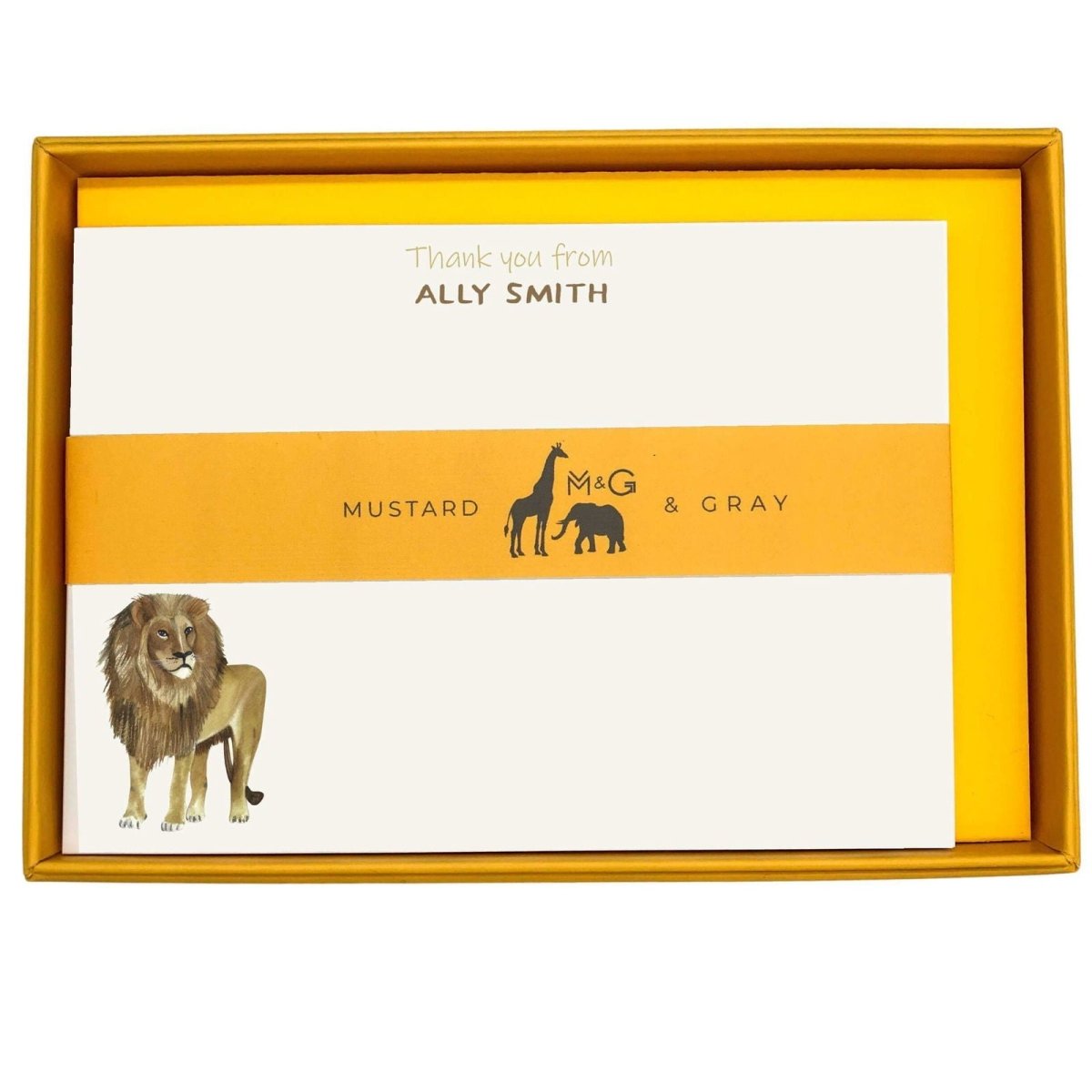 Lion Personalised Notecards - Mustard and Gray Ltd