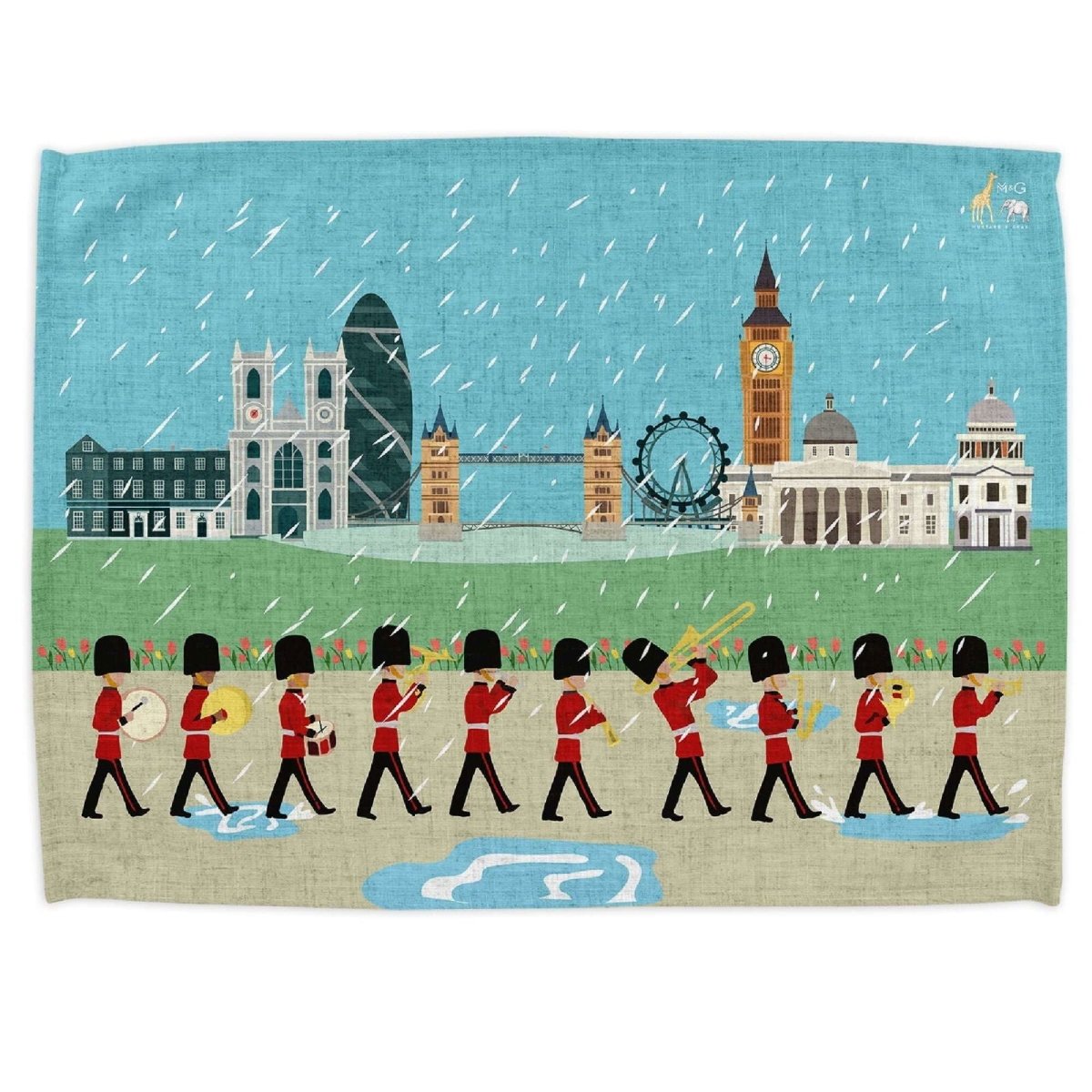London Seasons Spring Tea Towel - Mustard and Gray Ltd