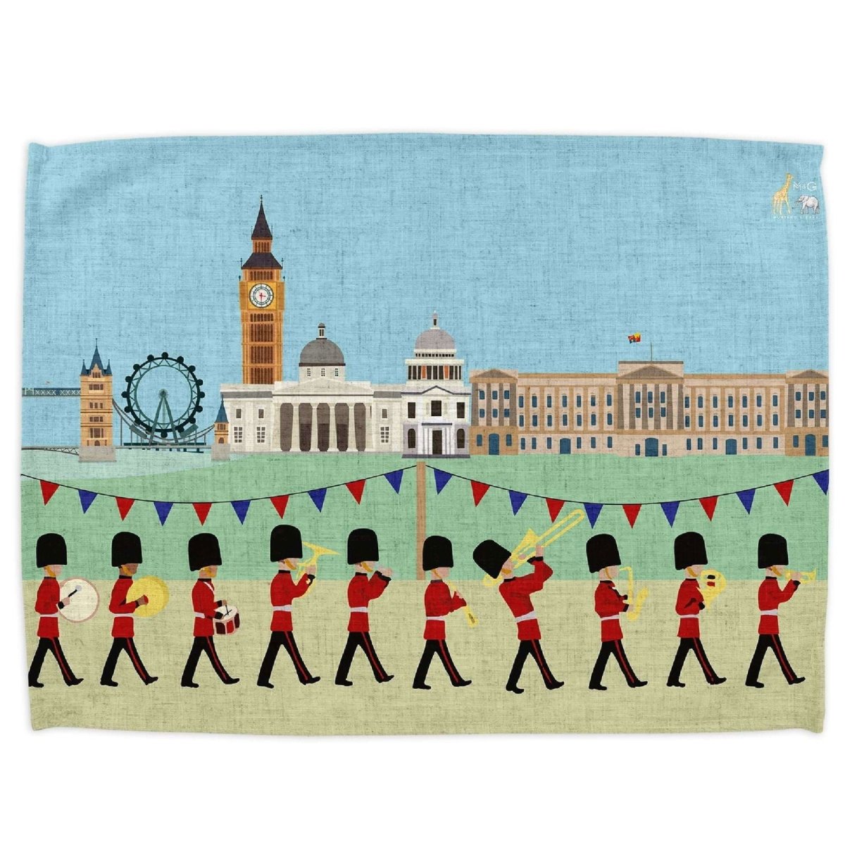 London Seasons Summer Tea Towel - Mustard and Gray Ltd