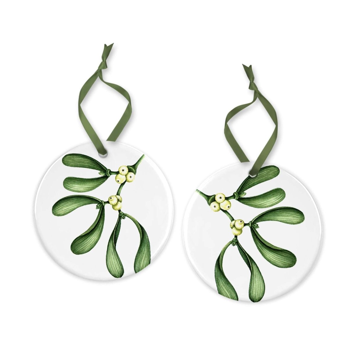 Mistletoe Christmas Decoration | Hand - printed Tree Decoration - Mustard and Gray Ltd
