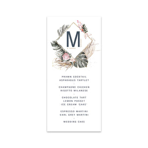 Monogram Menu Card Wedding Stationery Mustard and Gray Ltd Shropshire UK