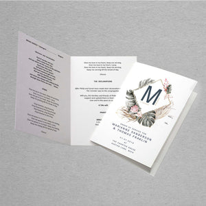 Monogram Order of Service Wedding Stationery Mustard and Gray Ltd Shropshire UK