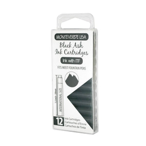 Monteverde Ink Cartridges - 12 Black Ash Ink Mustard and Gray Ltd Shropshire UK