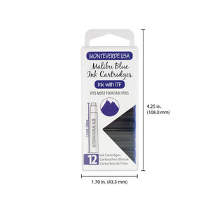 Monteverde Ink Cartridges - 12 Blue Ink Mustard and Gray Ltd Shropshire UK