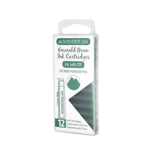 Monteverde Ink Cartridges - 12 Emerald Green Ink Mustard and Gray Ltd Shropshire UK