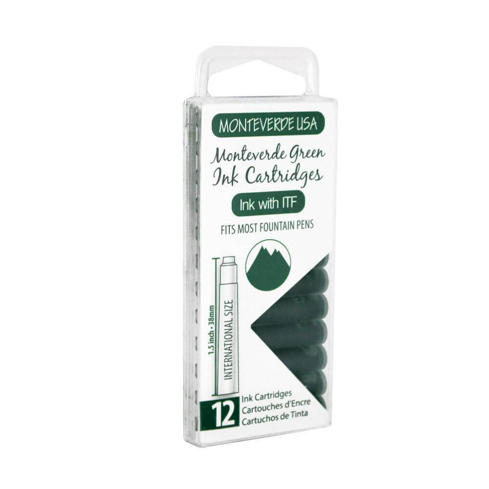 Monteverde Ink Cartridges - 12 Monteverde Green Ink Mustard and Gray Ltd Shropshire UK