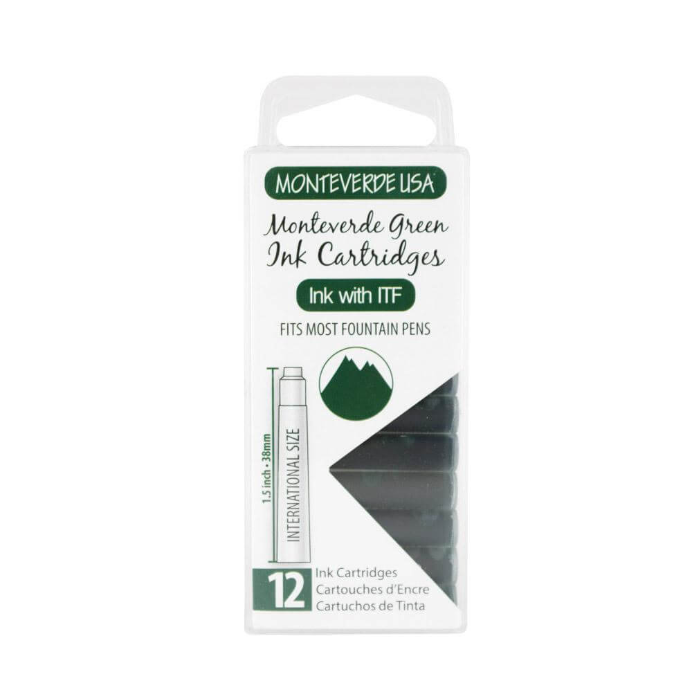 Monteverde Ink Cartridges - 12 Monteverde Green Ink Mustard and Gray Ltd Shropshire UK