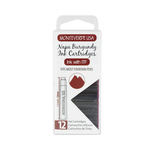 Monteverde Ink Cartridges - 12 Napa Burgundy Ink Mustard and Gray Ltd Shropshire UK