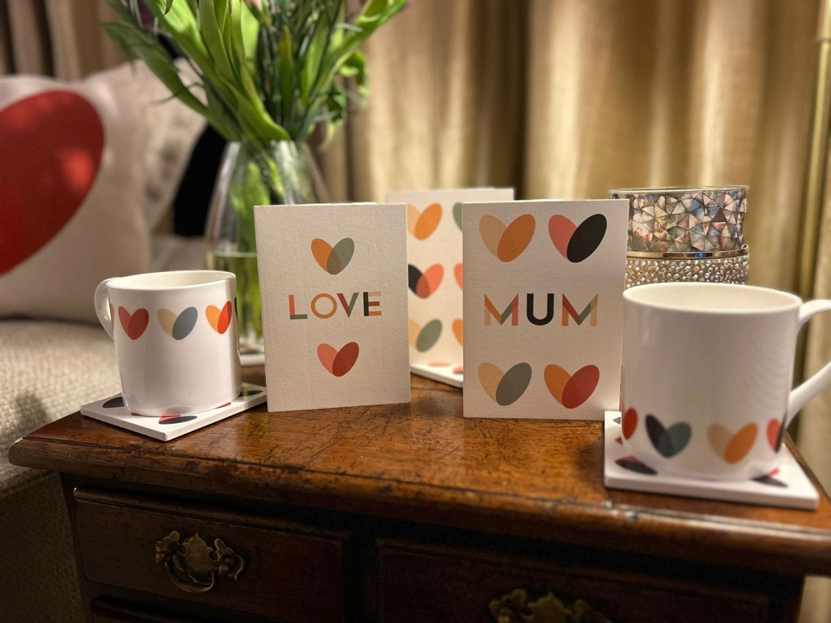 Mum Hearts Greetings Card - Mustard and Gray Ltd