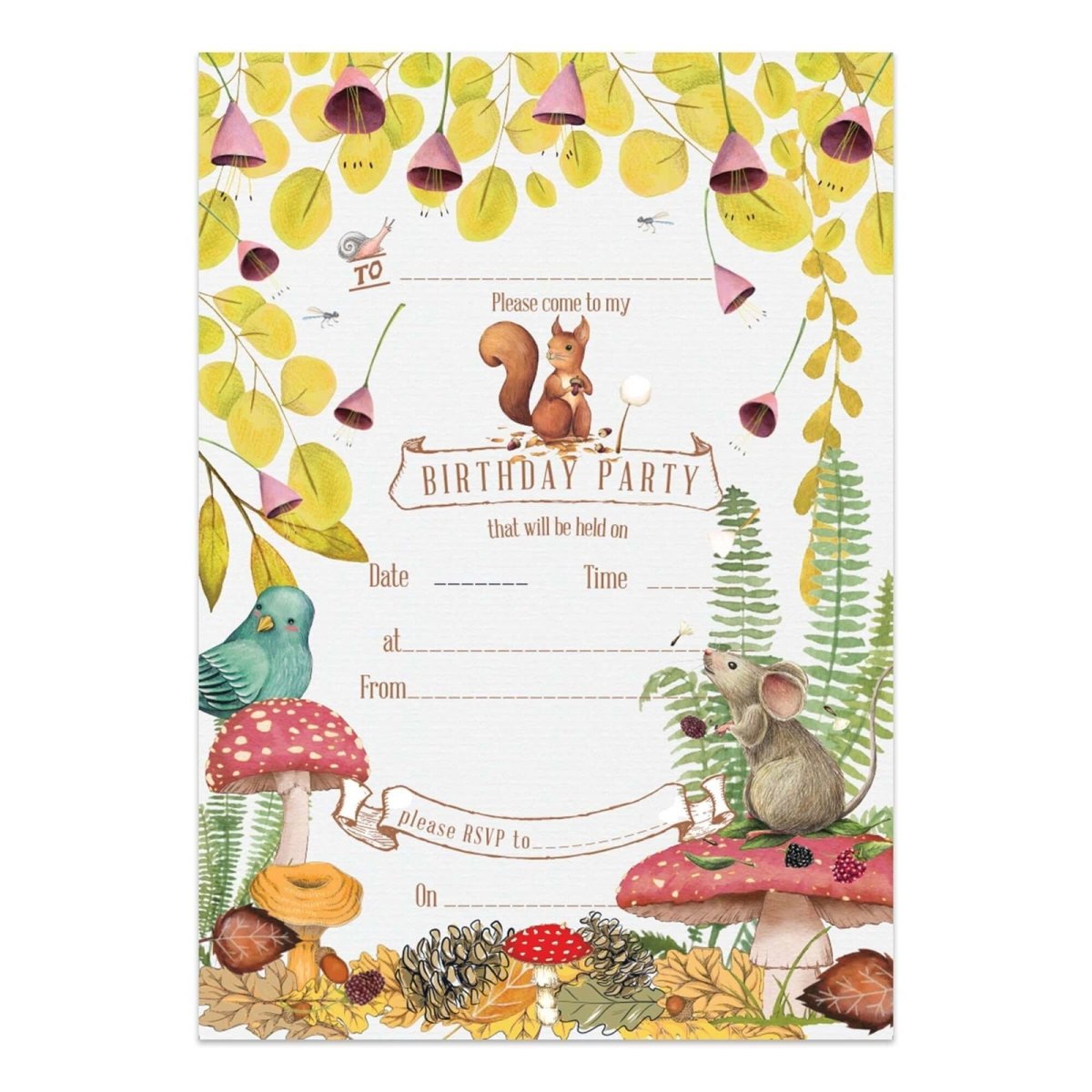 Nature Birthday Party Invitations - Mustard and Gray Ltd