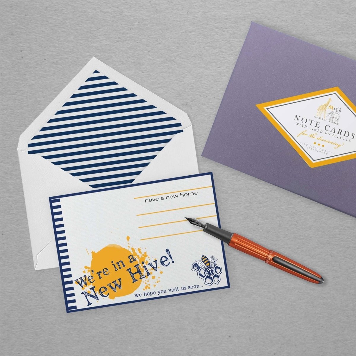 Notes from a Honey Bee Change of Address Cards - Mustard and Gray Ltd