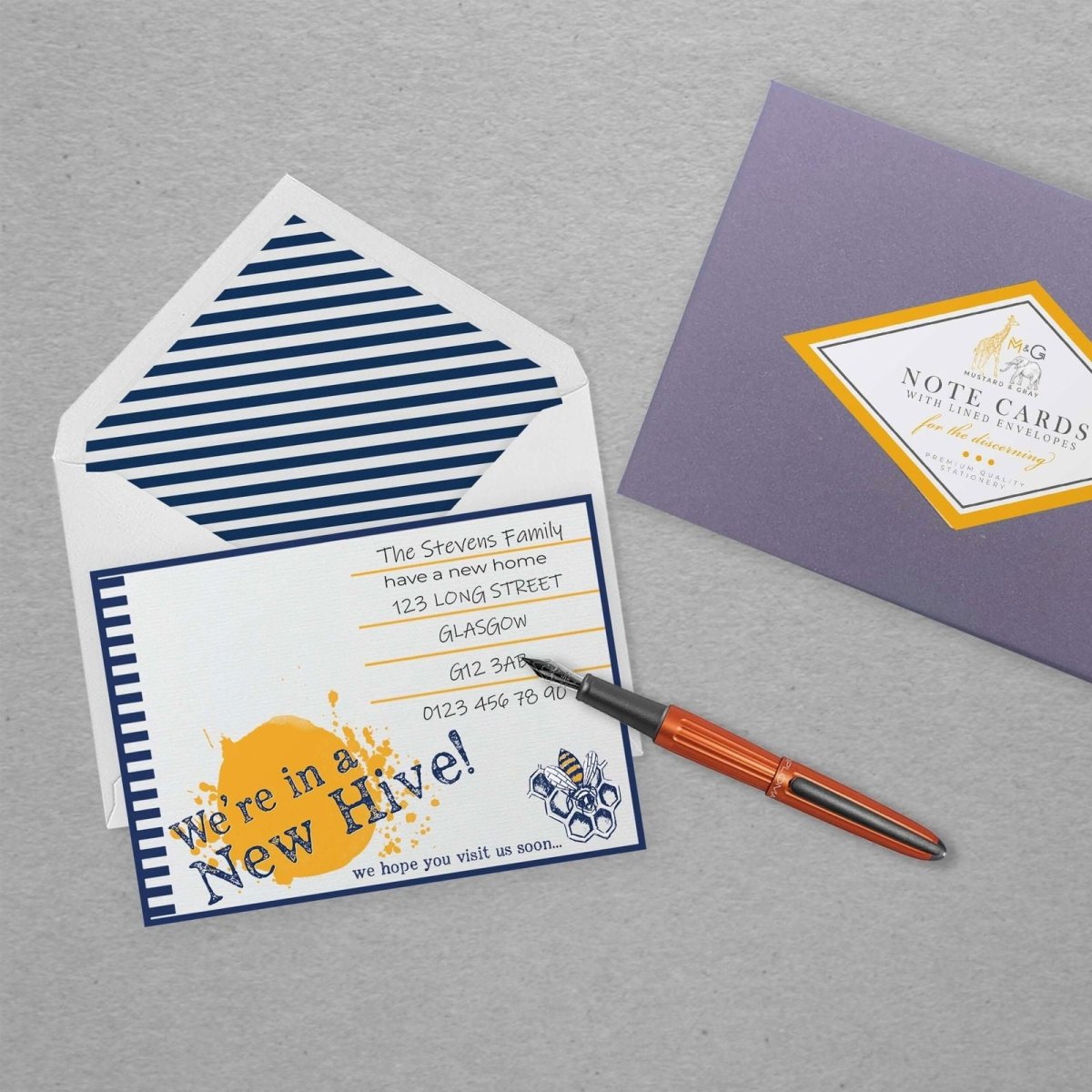 Notes from a Honey Bee Change of Address Cards - Mustard and Gray Ltd