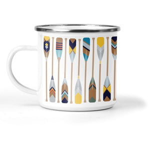 Oars Enamel Metal Tin Cup Enamel Mug Mustard and Gray Ltd Shropshire UK