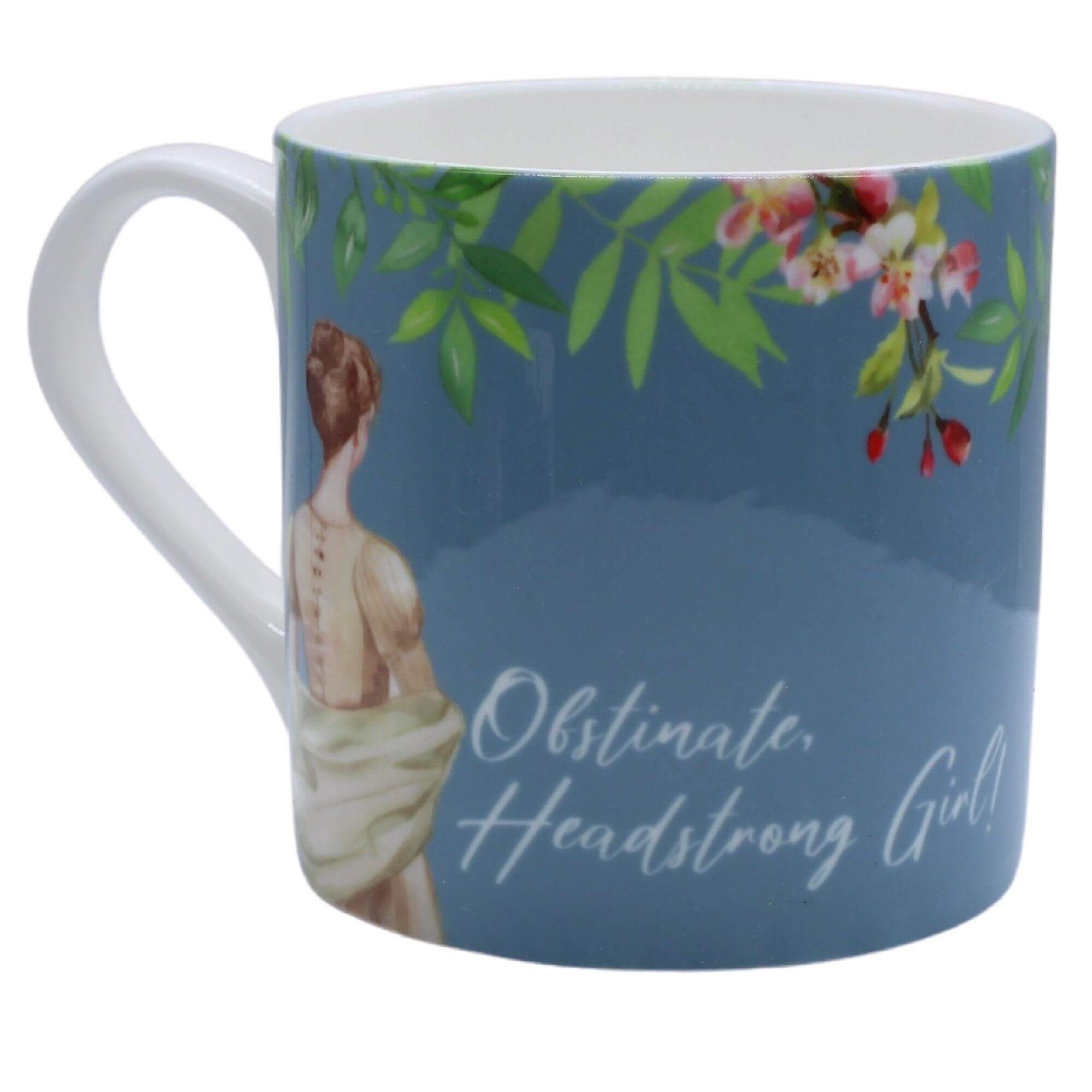 Obstinate, Headstrong Girl! (Jane Austen) Blue  Mug Mugs Mustard and Gray Ltd Shropshire UK