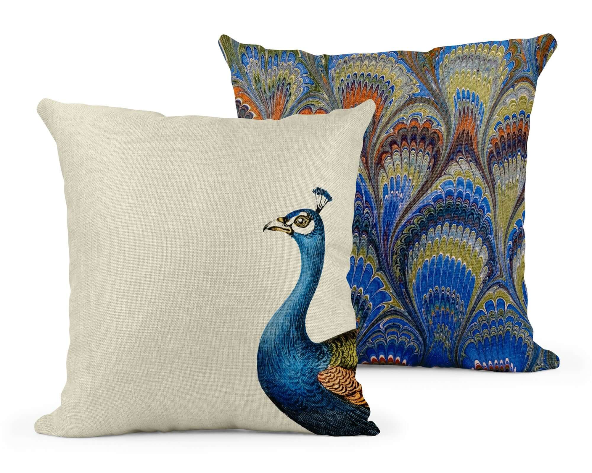 Peacock Marbled Cushion Cushions Mustard and Gray Ltd Shropshire UK