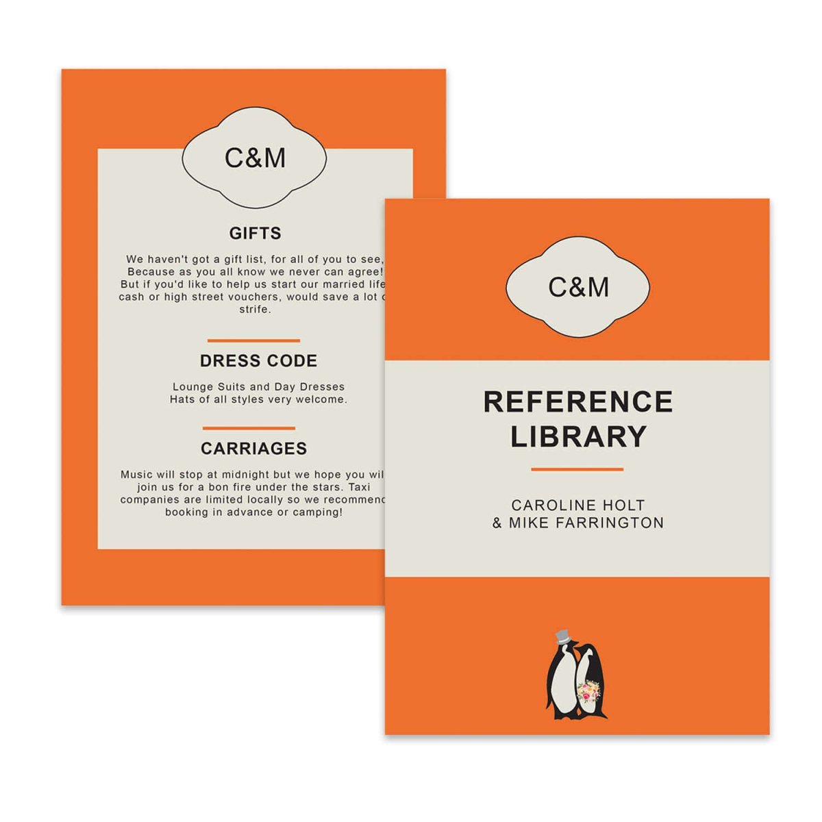 Penny Classics Book Folded Information Card - Mustard and Gray Ltd