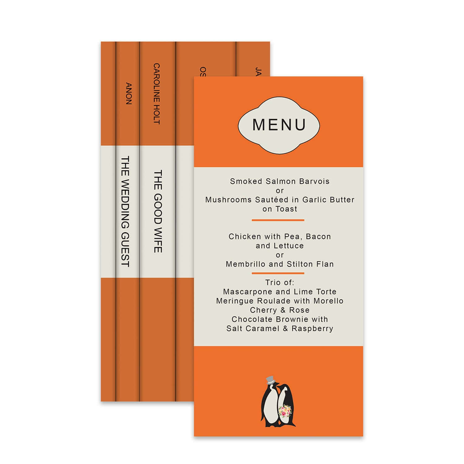 Penny Classics Book Menu Card Wedding Stationery Mustard and Gray Ltd Shropshire UK
