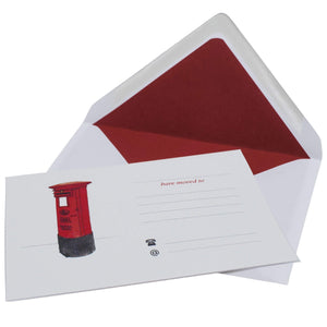 Pillarbox Change of Address Card Set with Lined Envelopes Change of Address Cards Mustard and Gray Ltd Shropshire UK