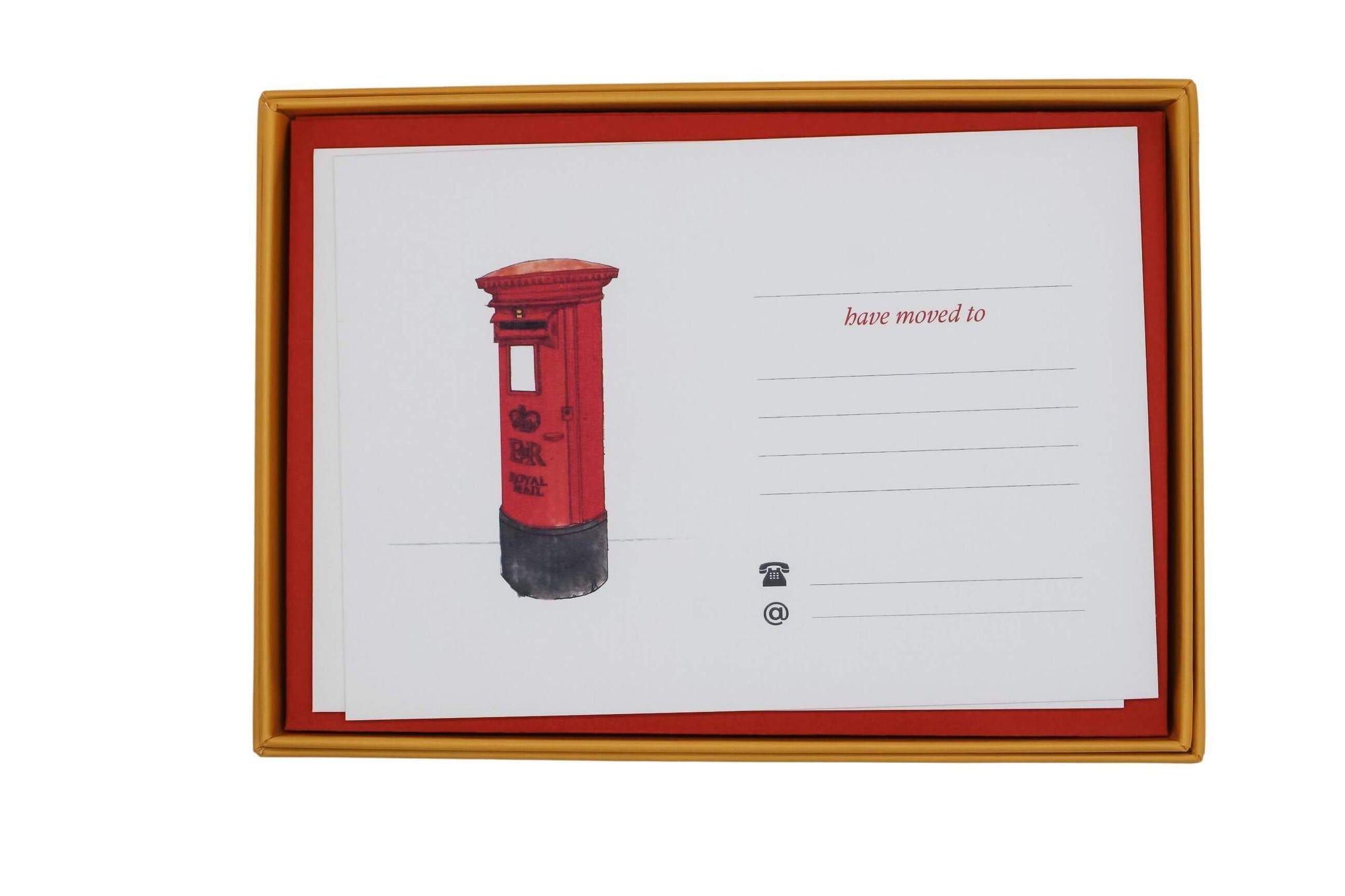 Pillarbox Change of Address Card Set with Red Envelopes Change of Address Cards Mustard and Gray Ltd Shropshire UK