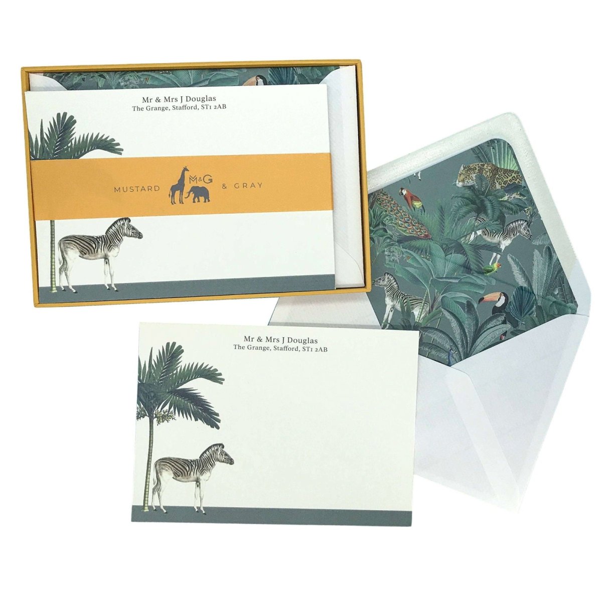 Placid Zebra Personalised Notecards - Mustard and Gray Ltd