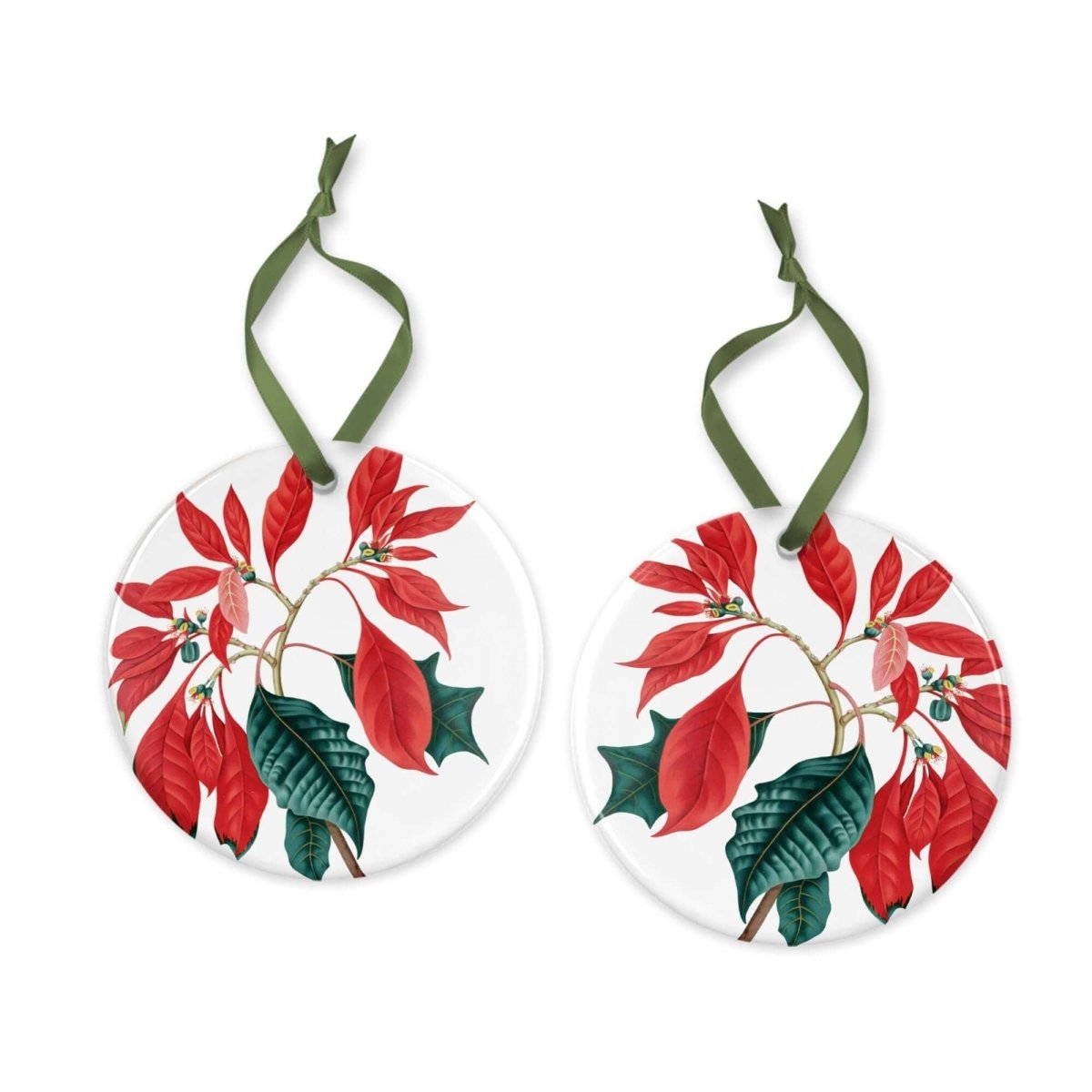 Poinsettia Christmas Decoration | Hand - printed Tree Decoration - Mustard and Gray Ltd