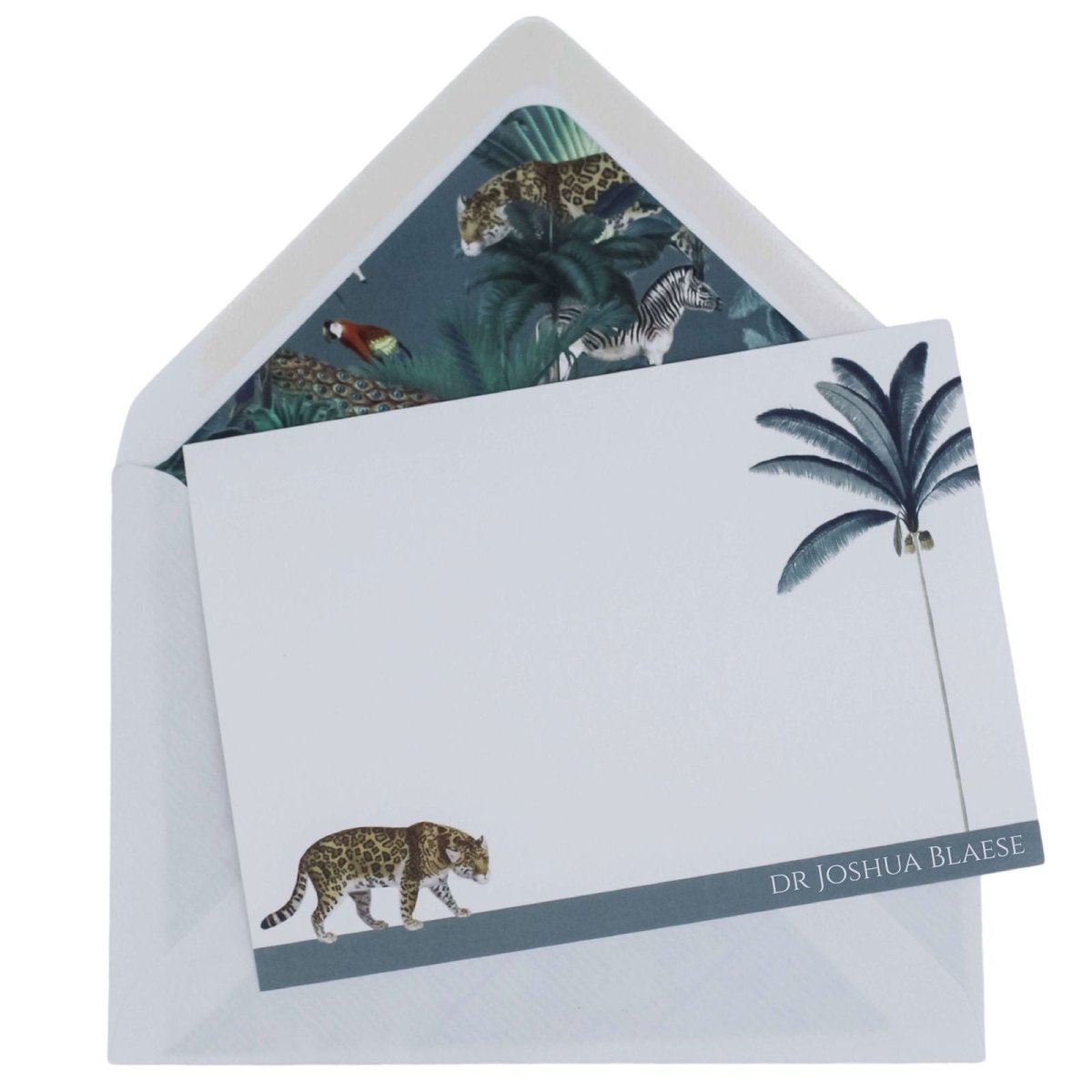 Prowling Leopard Personalised Notecards - Mustard and Gray Ltd