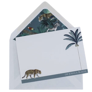 Prowling Leopard Personalised Notecards - Mustard and Gray Ltd