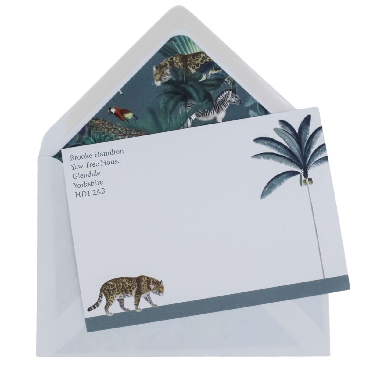 Prowling Leopard Personalised Notecards - Mustard and Gray Ltd