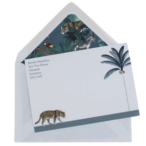 Prowling Leopard Personalised Notecards - Mustard and Gray Ltd